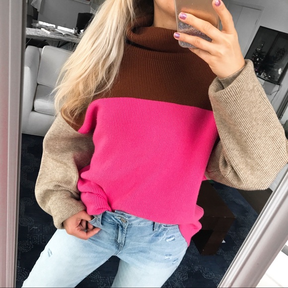 Free People Sweaters - 🆕 FREE PEOPLE CANDY POP COLOR BLOCK PINK SWEATER